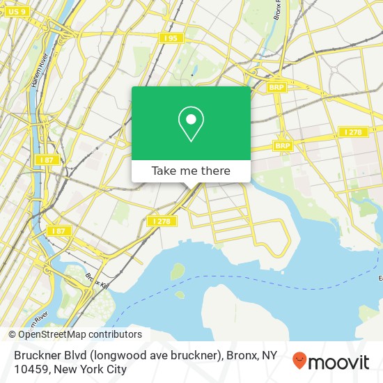 Mapa de Bruckner Blvd (longwood ave bruckner), Bronx, NY 10459