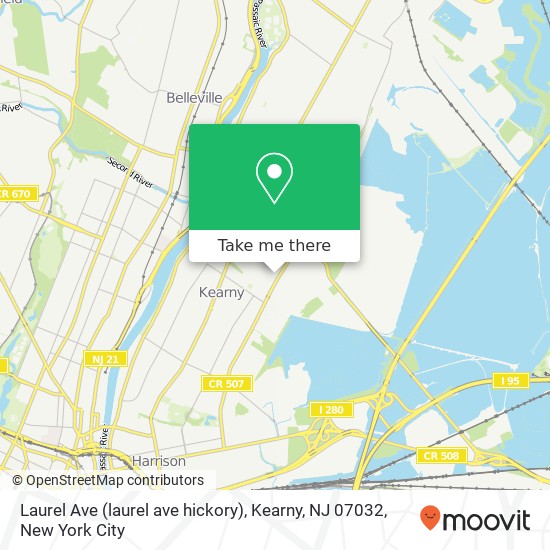 Mapa de Laurel Ave (laurel ave hickory), Kearny, NJ 07032