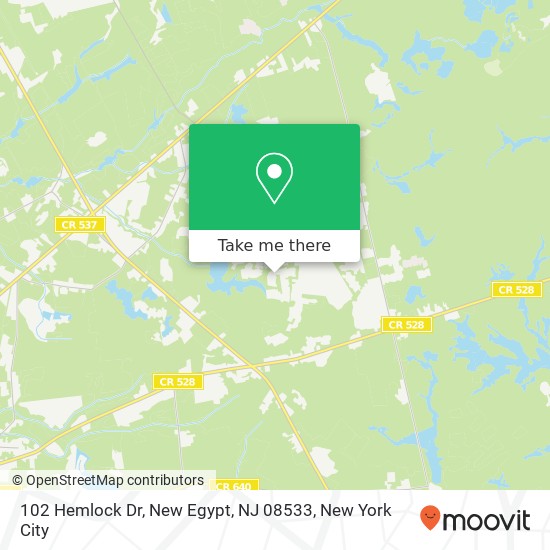 Mapa de 102 Hemlock Dr, New Egypt, NJ 08533