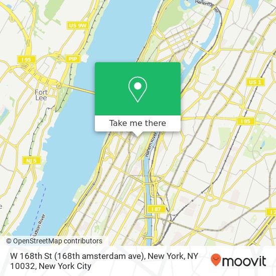 Mapa de W 168th St (168th amsterdam ave), New York, NY 10032