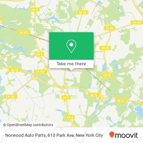 Mapa de Norwood Auto Parts, 610 Park Ave