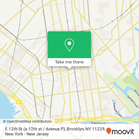 Mapa de E 12th St (e 12th st / Avenue P), Brooklyn, NY 11229