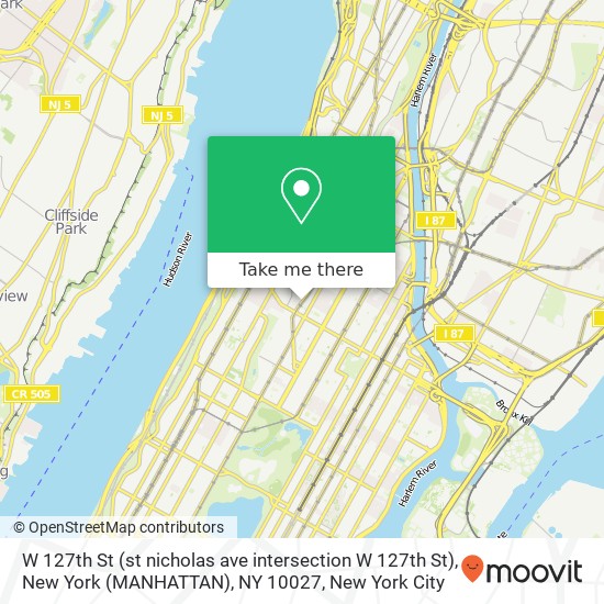 Mapa de W 127th St (st nicholas ave intersection W 127th St), New York (MANHATTAN), NY 10027