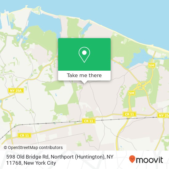 Mapa de 598 Old Bridge Rd, Northport (Huntington), NY 11768