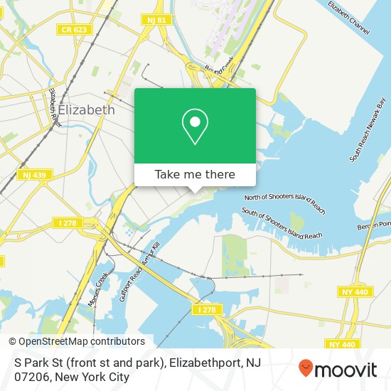 Mapa de S Park St (front st and park), Elizabethport, NJ 07206