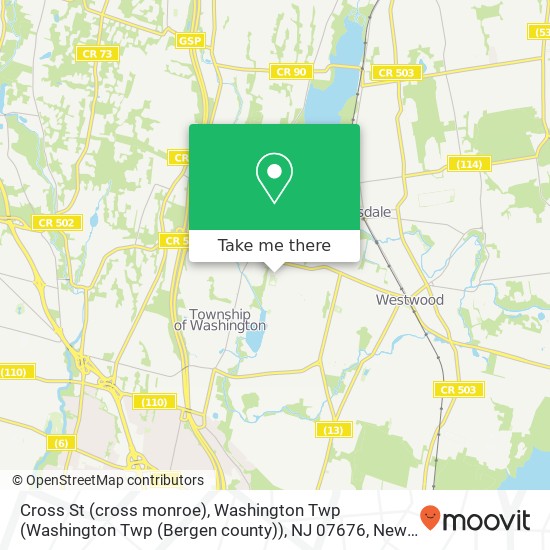 Cross St (cross monroe), Washington Twp (Washington Twp (Bergen county)), NJ 07676 map