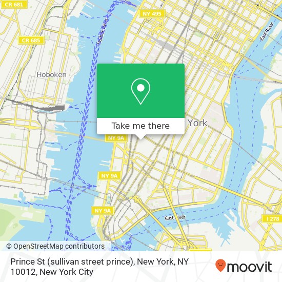Mapa de Prince St (sullivan street prince), New York, NY 10012