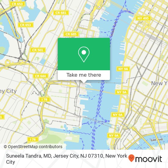 Mapa de Suneela Tandra, MD, Jersey City, NJ 07310