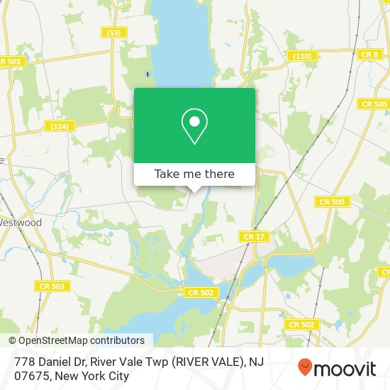 Mapa de 778 Daniel Dr, River Vale Twp (RIVER VALE), NJ 07675