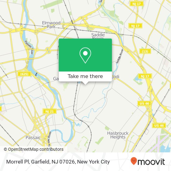 Mapa de Morrell Pl, Garfield, NJ 07026