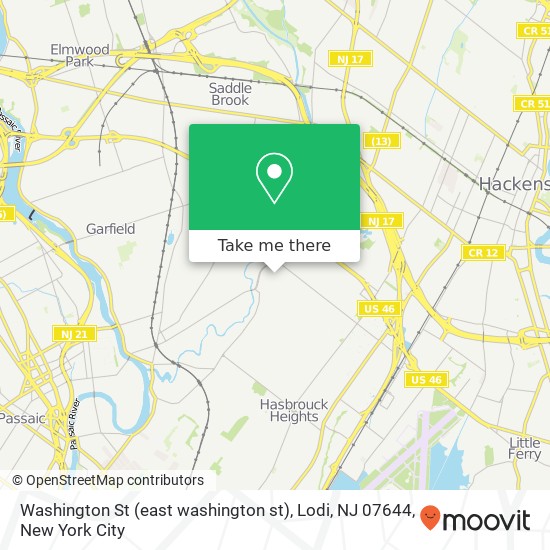 Mapa de Washington St (east washington st), Lodi, NJ 07644