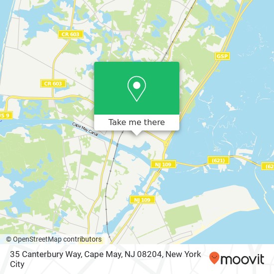 Mapa de 35 Canterbury Way, Cape May, NJ 08204