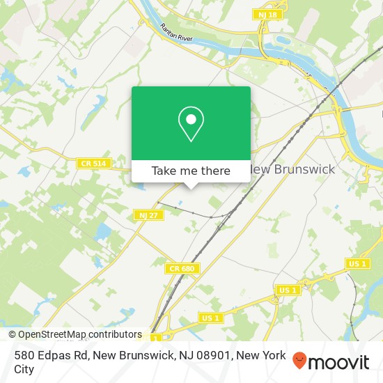 Mapa de 580 Edpas Rd, New Brunswick, NJ 08901