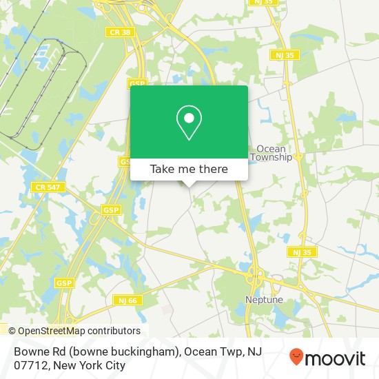Mapa de Bowne Rd (bowne buckingham), Ocean Twp, NJ 07712
