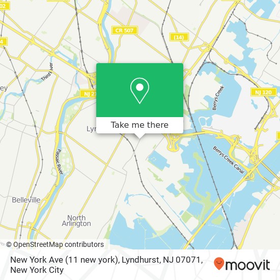 Mapa de New York Ave (11 new york), Lyndhurst, NJ 07071
