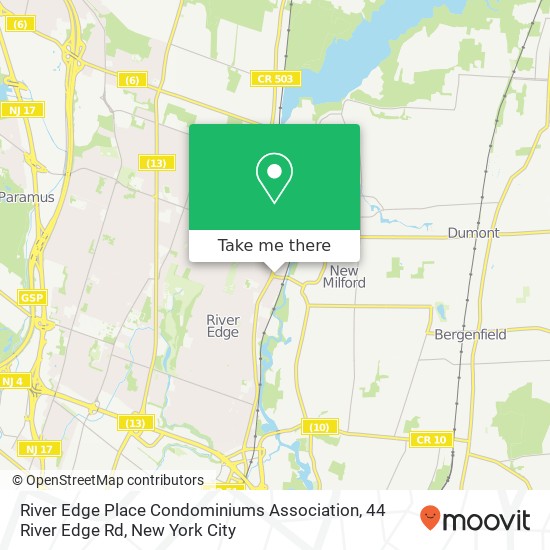 Mapa de River Edge Place Condominiums Association, 44 River Edge Rd