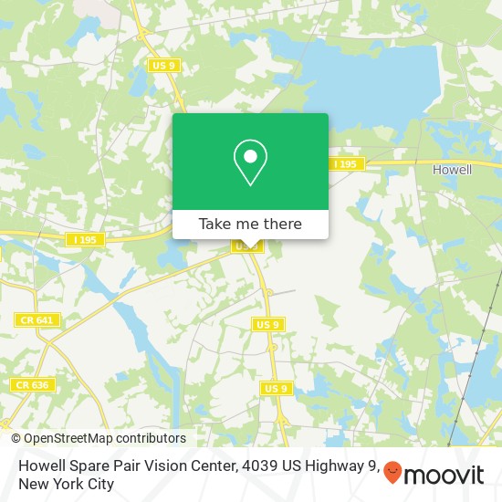 Mapa de Howell Spare Pair Vision Center, 4039 US Highway 9