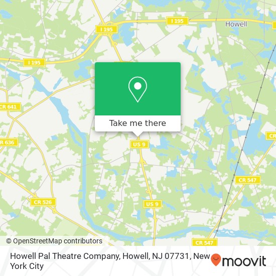 Mapa de Howell Pal Theatre Company, Howell, NJ 07731