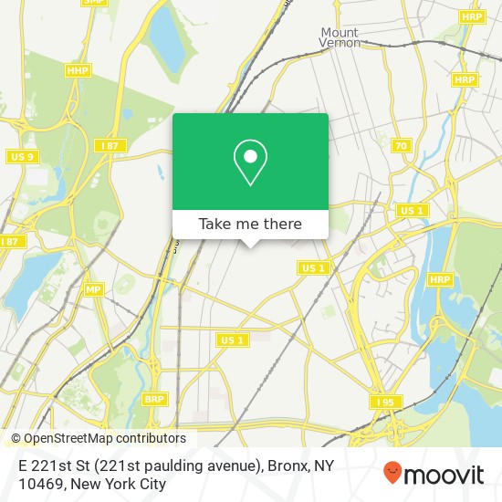 Mapa de E 221st St (221st paulding avenue), Bronx, NY 10469