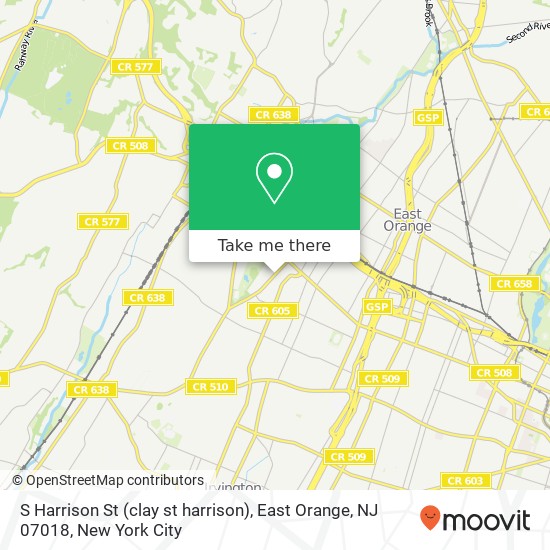 Mapa de S Harrison St (clay st harrison), East Orange, NJ 07018