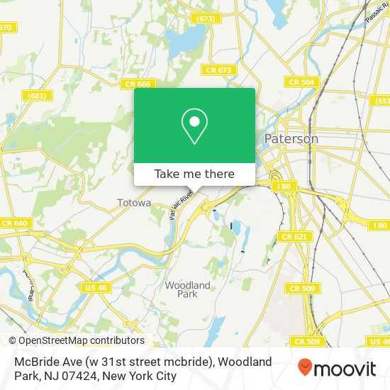 Mapa de McBride Ave (w 31st street mcbride), Woodland Park, NJ 07424