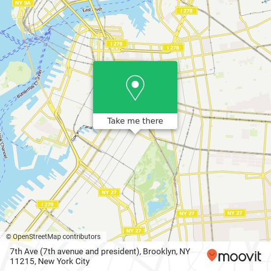 Mapa de 7th Ave (7th avenue and president), Brooklyn, NY 11215