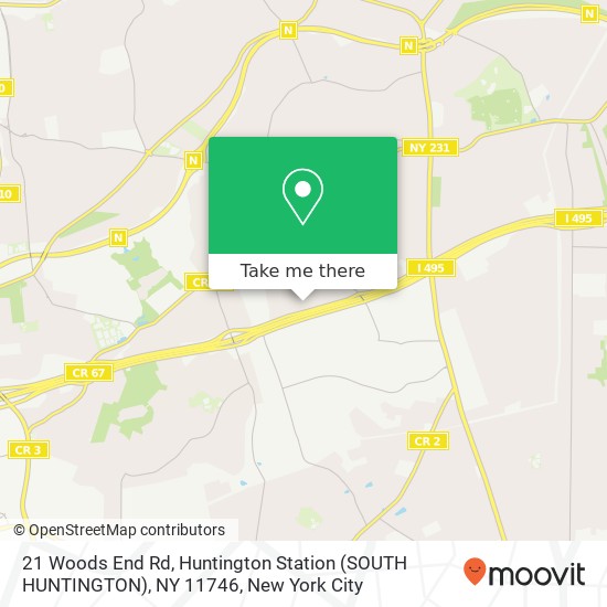 Mapa de 21 Woods End Rd, Huntington Station (SOUTH HUNTINGTON), NY 11746