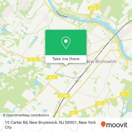 Mapa de 10 Carter Rd, New Brunswick, NJ 08901