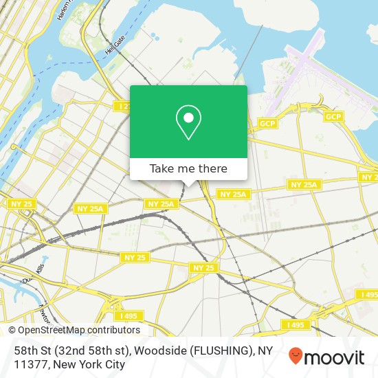 Mapa de 58th St (32nd 58th st), Woodside (FLUSHING), NY 11377