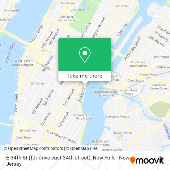 E 34th St (fdr drive east 34th street) map