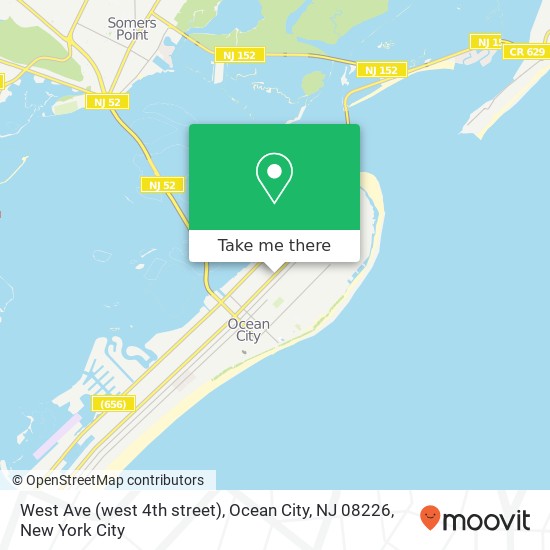 Mapa de West Ave (west 4th street), Ocean City, NJ 08226