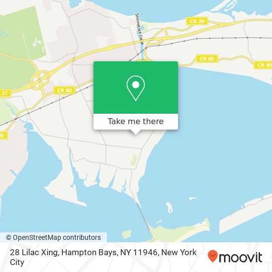 Mapa de 28 Lilac Xing, Hampton Bays, NY 11946