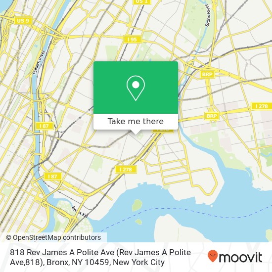Mapa de 818 Rev James A Polite Ave (Rev James A Polite Ave,818), Bronx, NY 10459