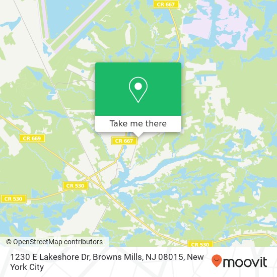Mapa de 1230 E Lakeshore Dr, Browns Mills, NJ 08015