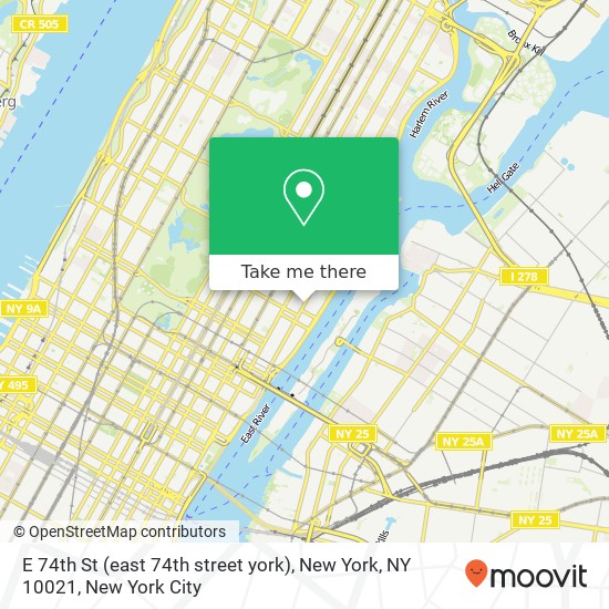 Mapa de E 74th St (east 74th street york), New York, NY 10021