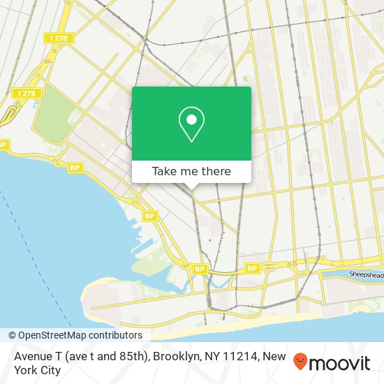 Mapa de Avenue T (ave t and 85th), Brooklyn, NY 11214