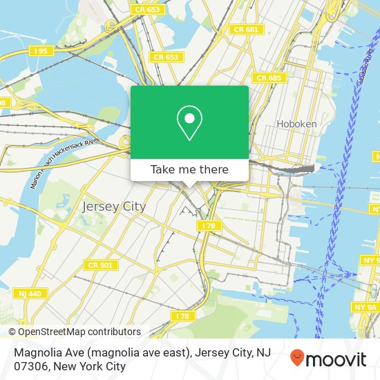 Mapa de Magnolia Ave (magnolia ave east), Jersey City, NJ 07306