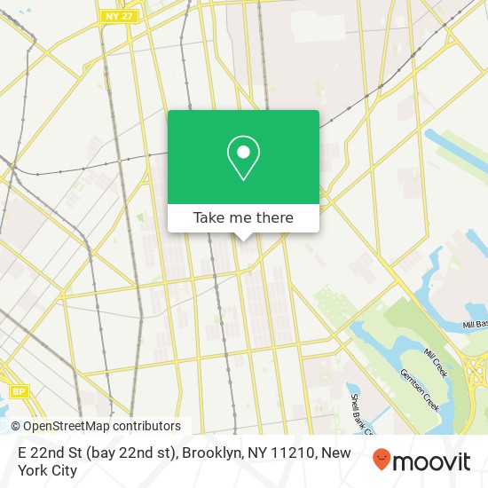 Mapa de E 22nd St (bay 22nd st), Brooklyn, NY 11210