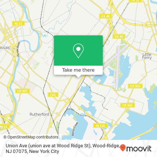 Mapa de Union Ave (union ave at Wood Ridge St), Wood-Ridge, NJ 07075