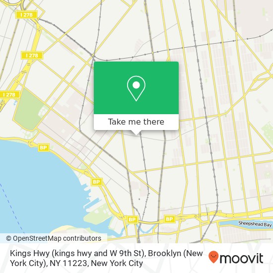 Mapa de Kings Hwy (kings hwy and W 9th St), Brooklyn (New York City), NY 11223