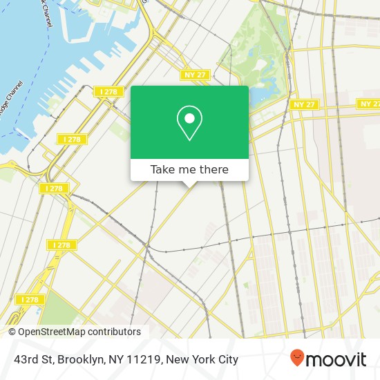 Mapa de 43rd St, Brooklyn, NY 11219