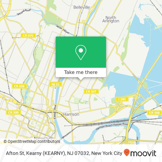 Afton St, Kearny (KEARNY), NJ 07032 map