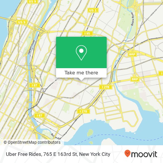 Mapa de Uber Free Rides, 765 E 163rd St