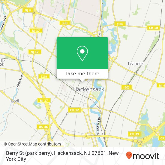 Mapa de Berry St (park berry), Hackensack, NJ 07601