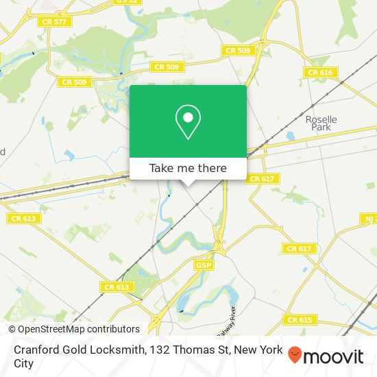 Mapa de Cranford Gold Locksmith, 132 Thomas St