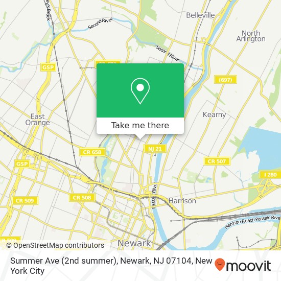 Mapa de Summer Ave (2nd summer), Newark, NJ 07104