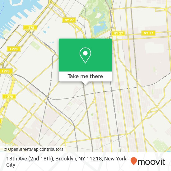 Mapa de 18th Ave (2nd 18th), Brooklyn, NY 11218