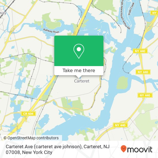 Mapa de Carteret Ave (carteret ave johnson), Carteret, NJ 07008