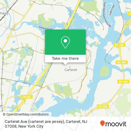 Mapa de Carteret Ave (carteret ave jersey), Carteret, NJ 07008