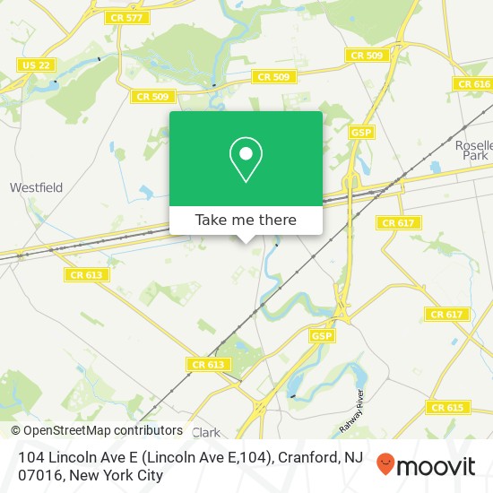 104 Lincoln Ave E (Lincoln Ave E,104), Cranford, NJ 07016 map